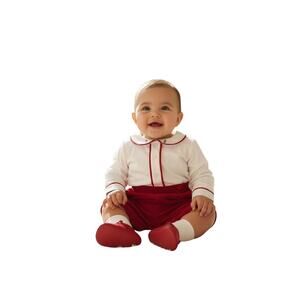 Edgehill Collection Baby Boy 2 Piece Christmas Red White Outfit 6M